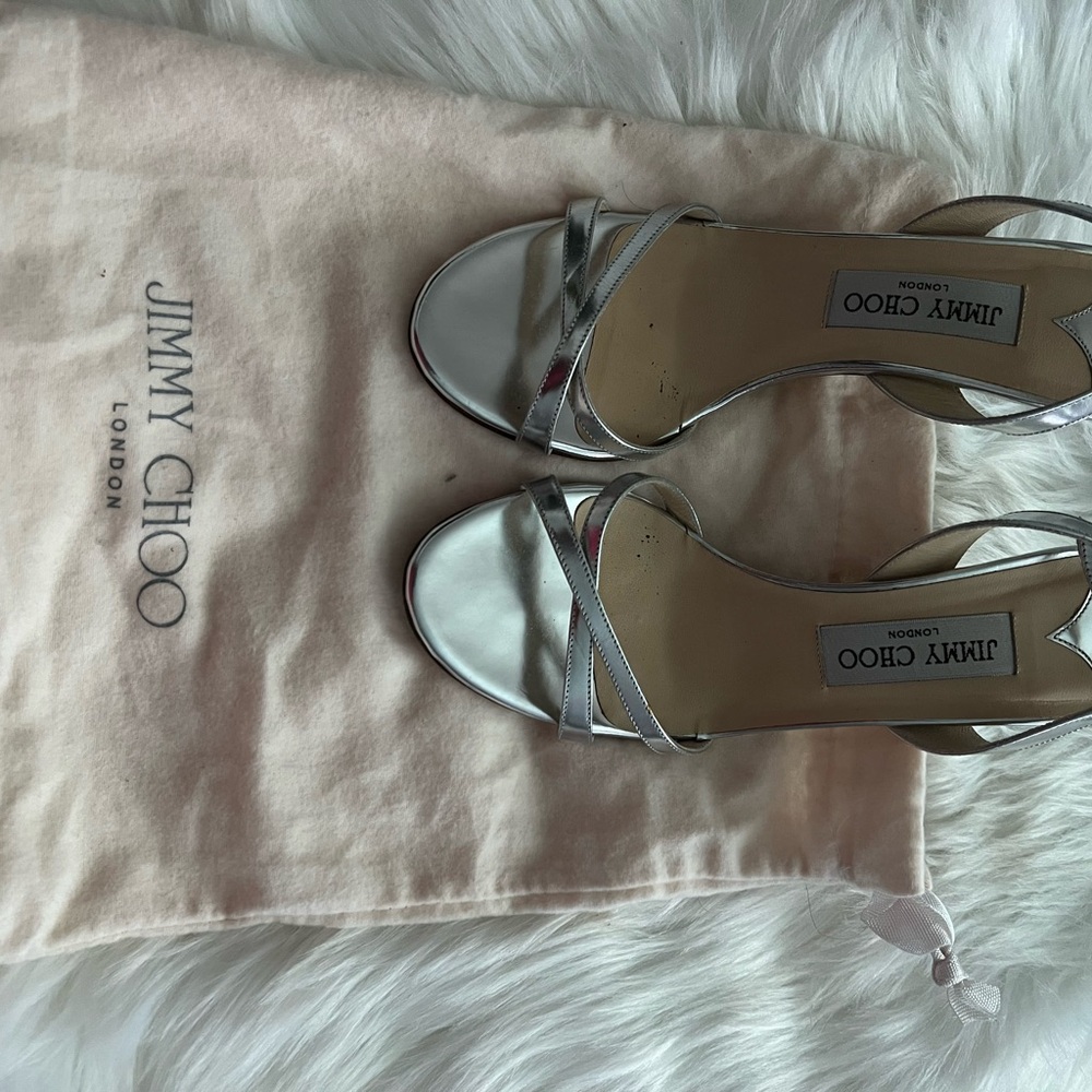 Jimmy Choo Metallic Silver Heels